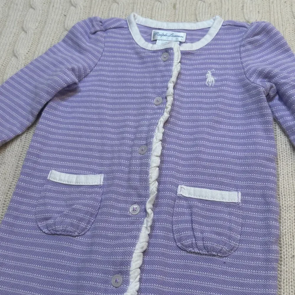Ralph Lauren Purple Stripe Knit Romper sz 3M